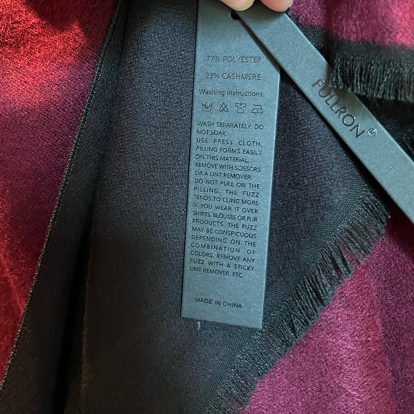 NWT Fullron Unisex long cashmere blend luxurious scarf reversible black burgundy - Picture 3 of 7